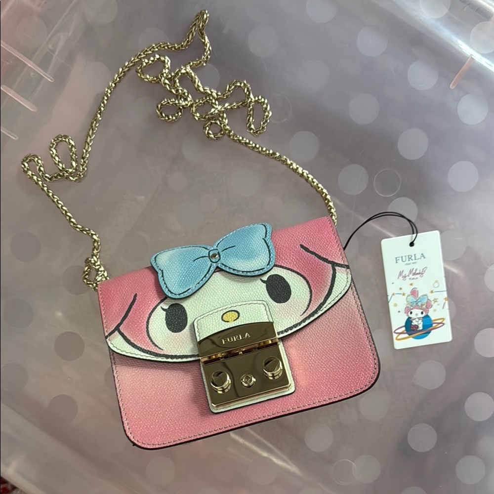 Furla Pink and Blue Bow Crossbody